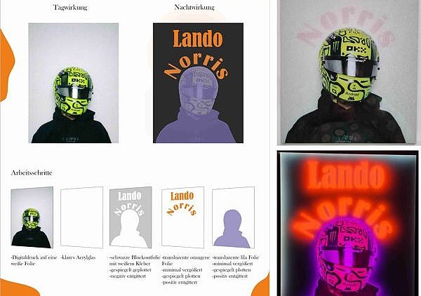 Entwurf »Lando« mit Schichtaufbau und Umsetzung in Acrylglas