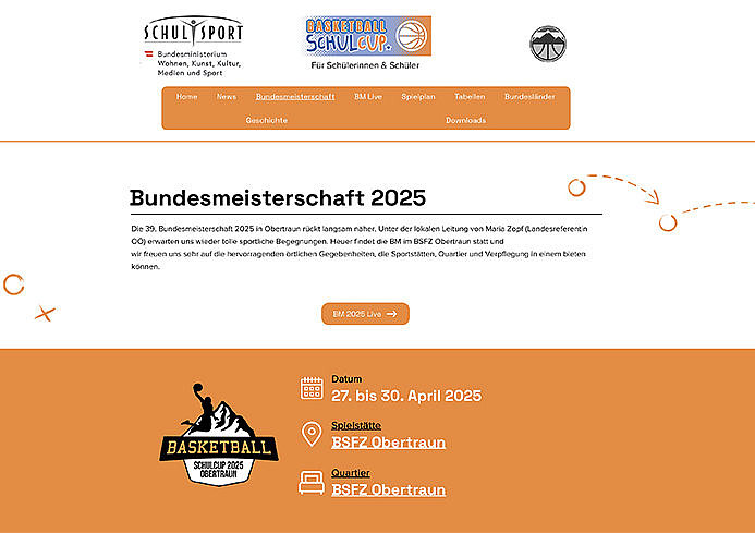 Screenshot der Internetseite zur Ankündigung der Bundesmeisterschaft 2025